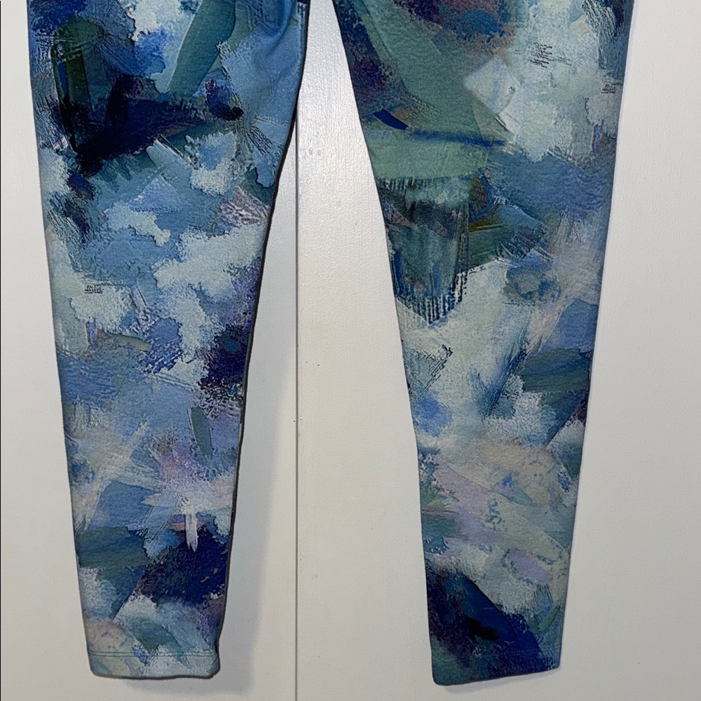Soft Surroundings Leggings Blue Impressionist Print Women’s Small S - Picture 6 of 8
